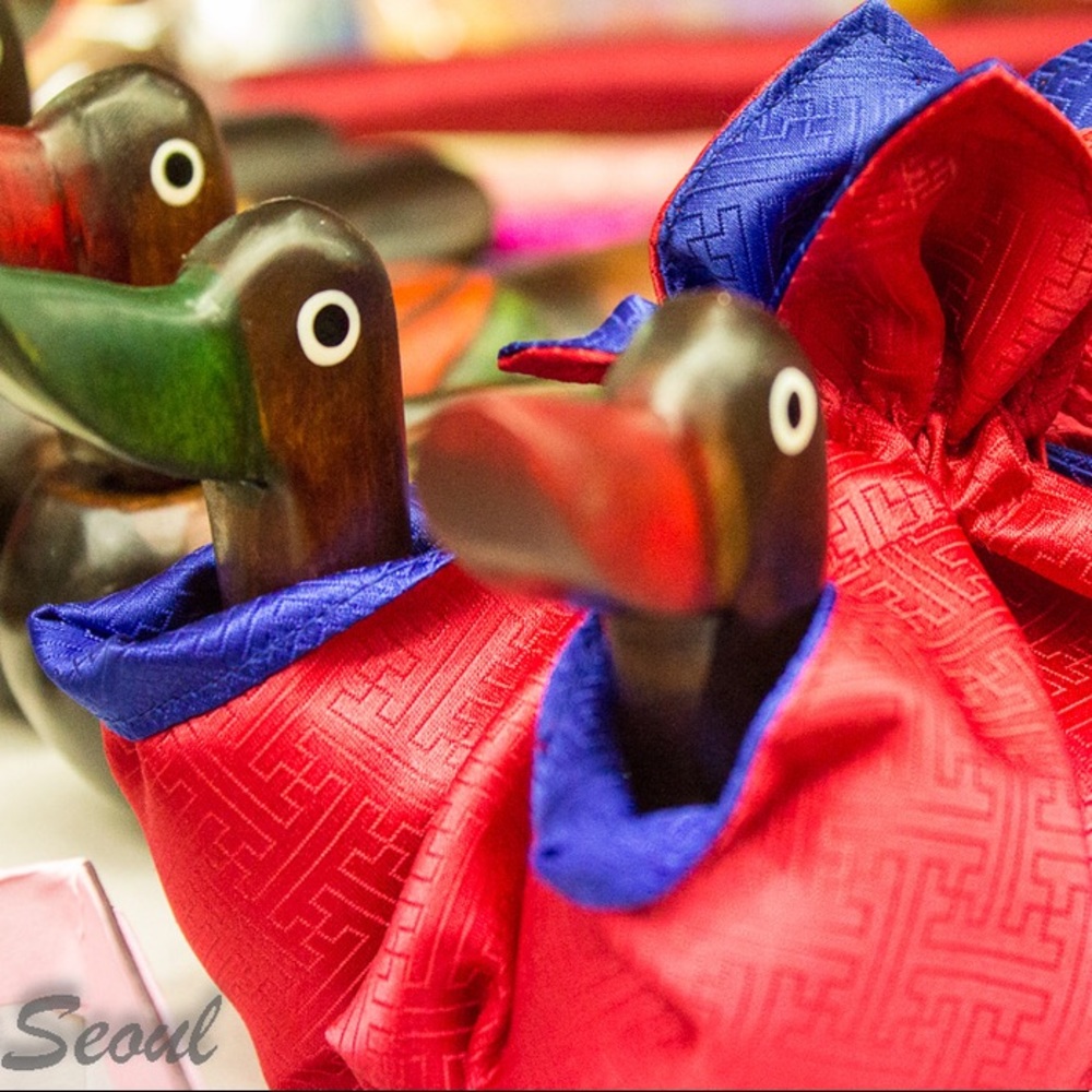 9.25" Hand-Carved Korean Wedding Mandarin Duck